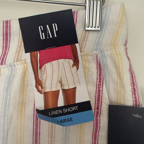 Gap Women’s Large Linen Striped Shorts New - Picture 2 of 6